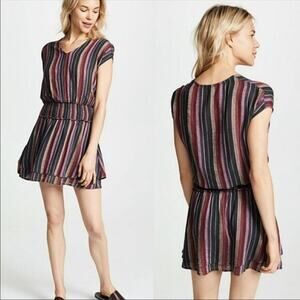 Rails Womens Lucca Brava Multicolored Striped Linen Blend Mini Dress Medium